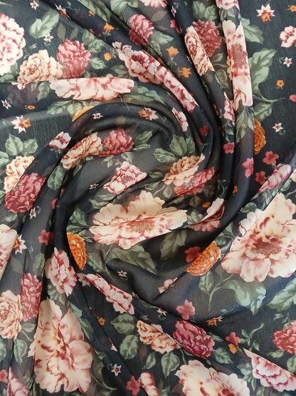 Knitted Chiffon - Black/Pink/Peach/Green - 61" Wide - Sold By the Metre