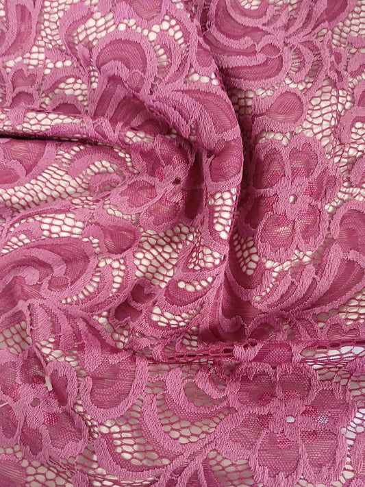 Double Scalloped Lace - Pink - 58" Wide - Sold By the Metre