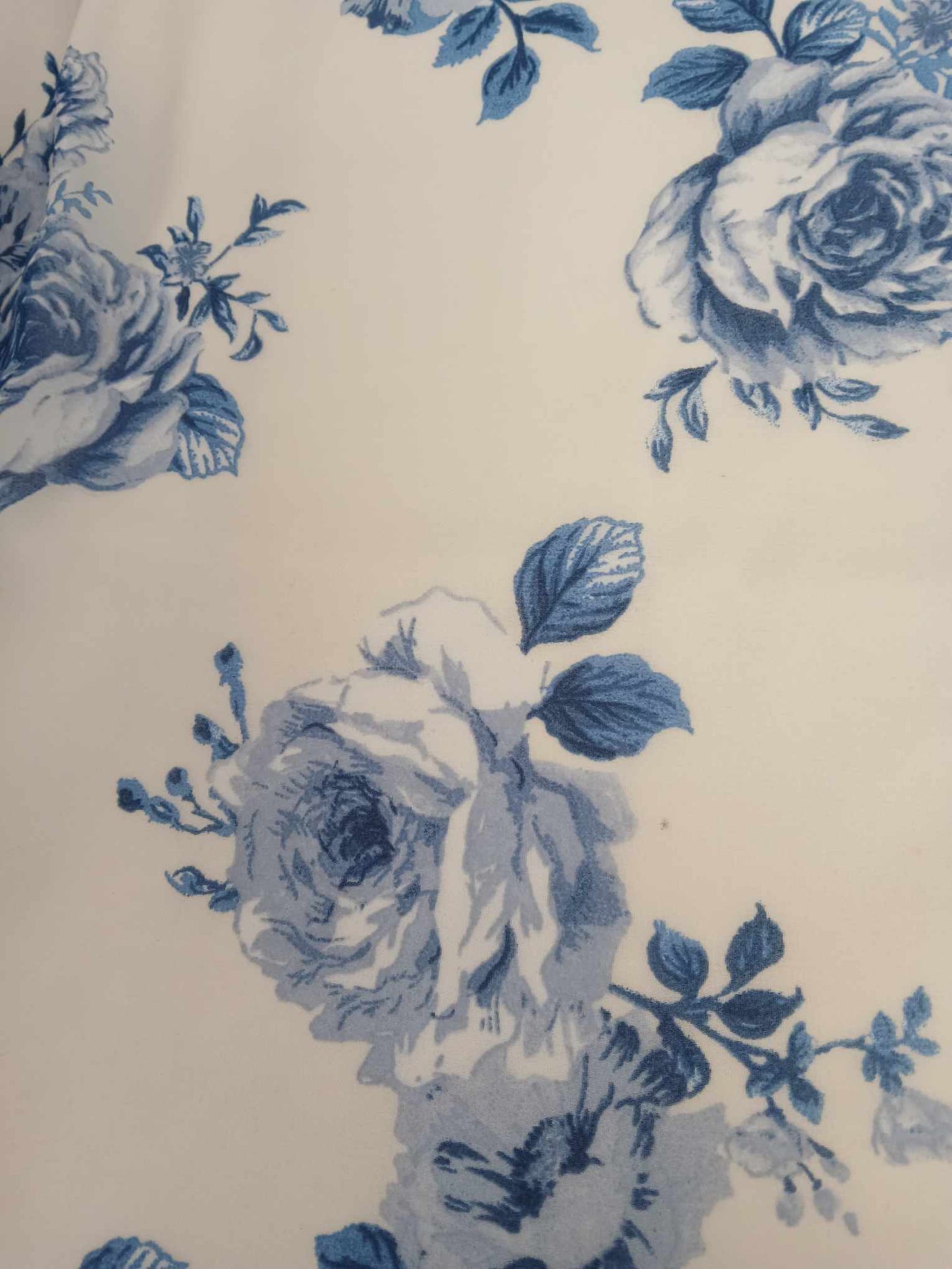 Chiffon Crepe - Floral - China Blue - 58" Wide - Sold By the Metre