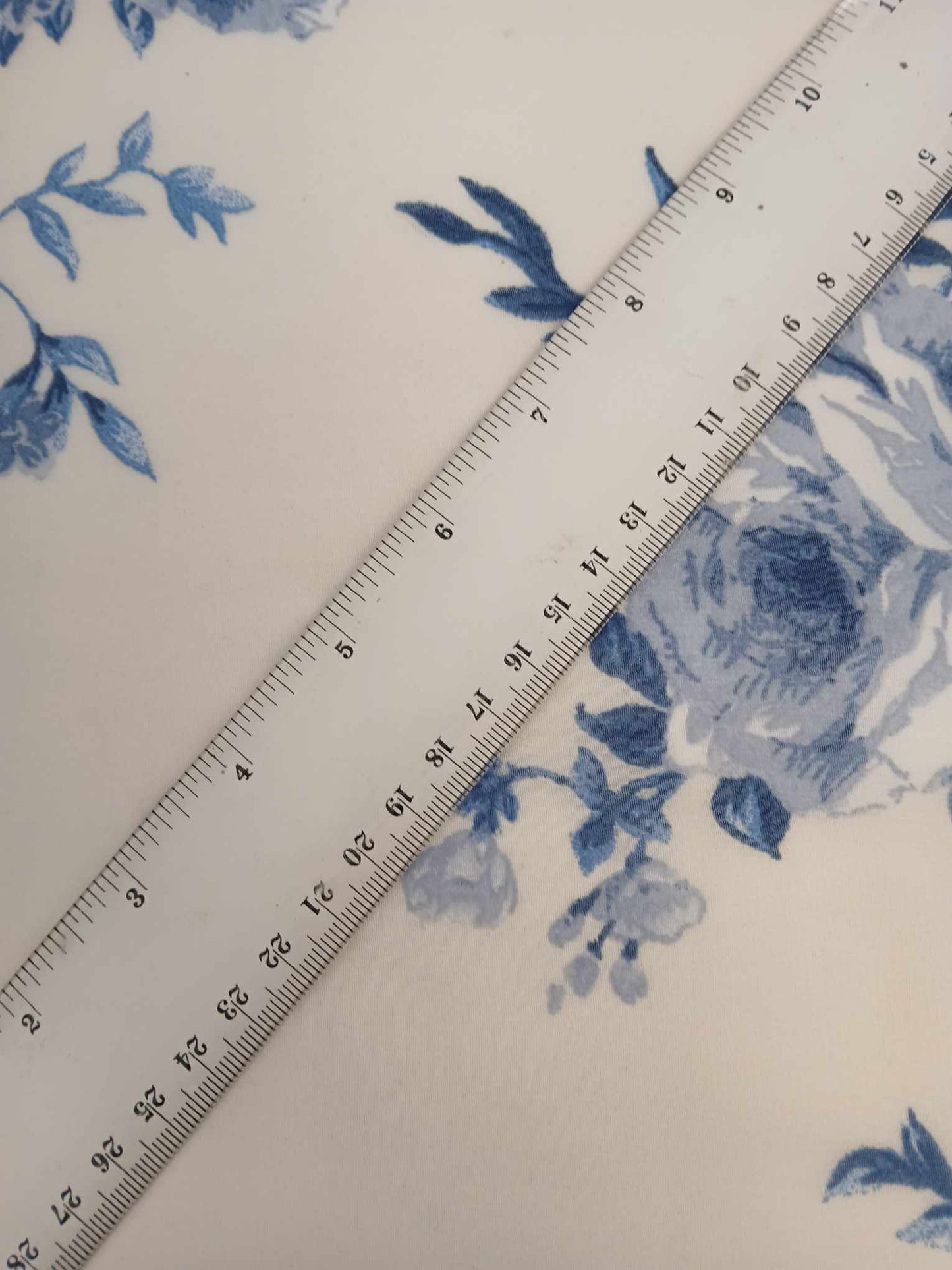 Chiffon Crepe - Floral - China Blue - 58" Wide - Sold By the Metre