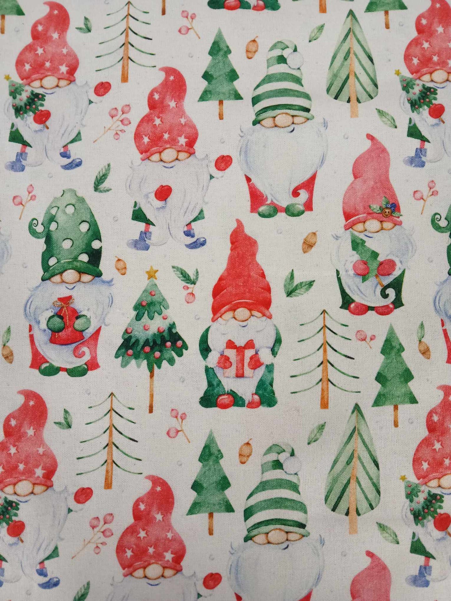 100% Christmas Cotton - White/Green/Red - 44" Wide - Sold By the Metre