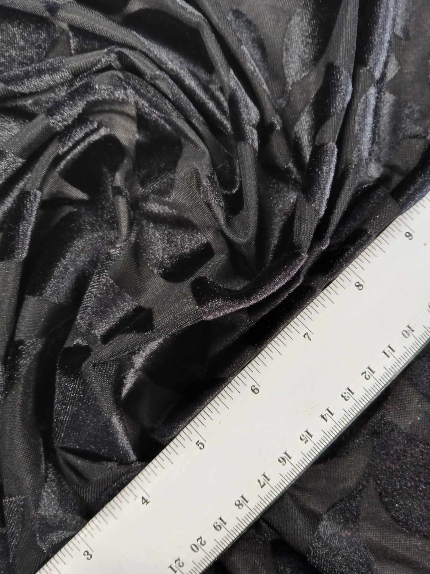 Burnout Velvet - Black - 59" Wide - Sold By the Metre