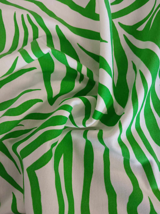 Printed Ponte Roma - Green/White - 59" Wide - Sold By the Metre