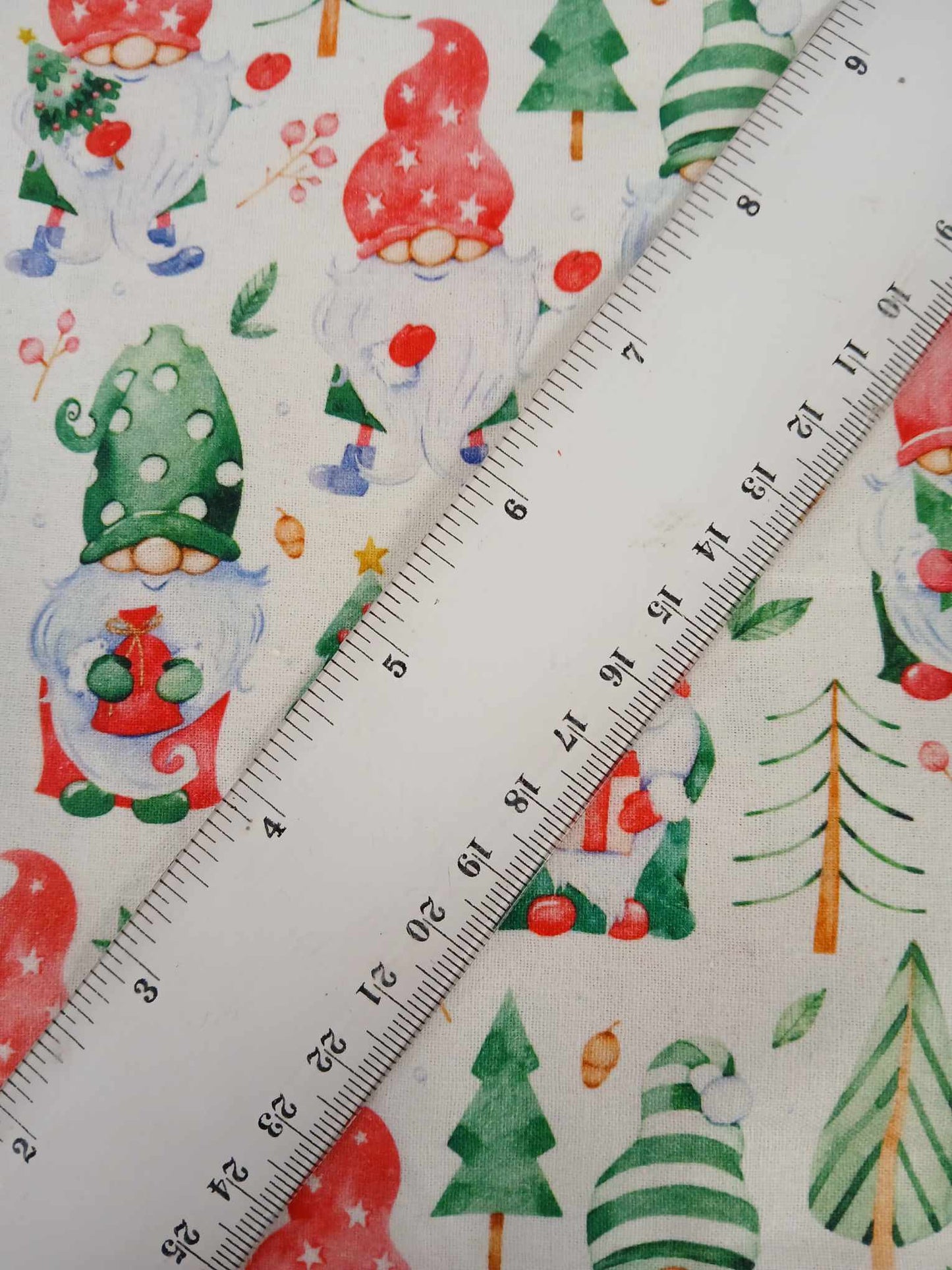 100% Christmas Cotton - White/Green/Red - 44" Wide - Sold By the Metre