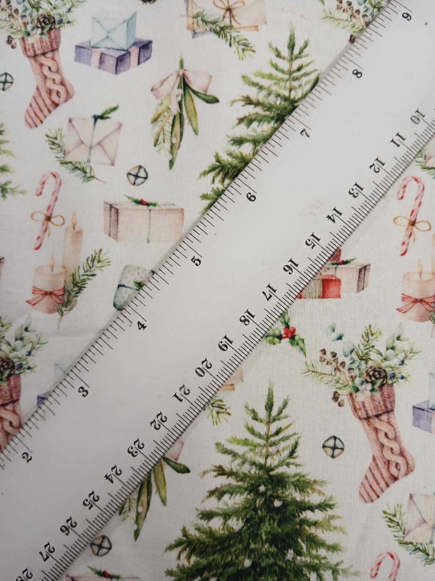 100% Christmas Cotton - White/Green/Pink/Purple - 44" Wide - Sold By the Metre