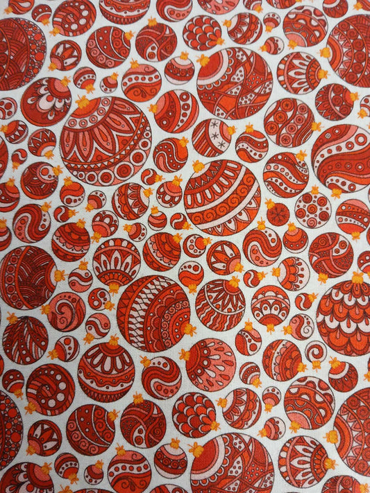 100% Christmas Cotton - Red/White/Orange - 44" Wide - Sold By the Metre