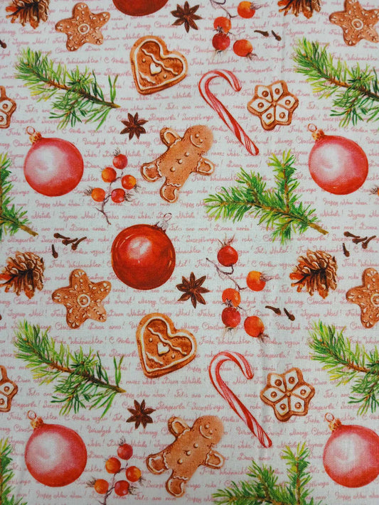 100% Christmas Cotton - Pink/Red/Green/Brown - 44" Wide - Sold By the Metre