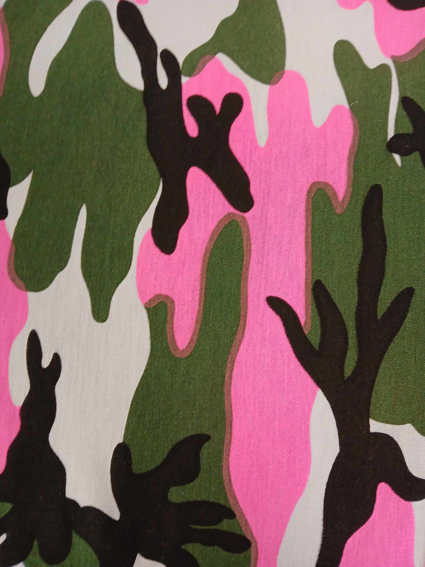 Cotton Jersey Lycra - Camo - Green/Pink/Black/White - 59" Wide - Sold By the Metre