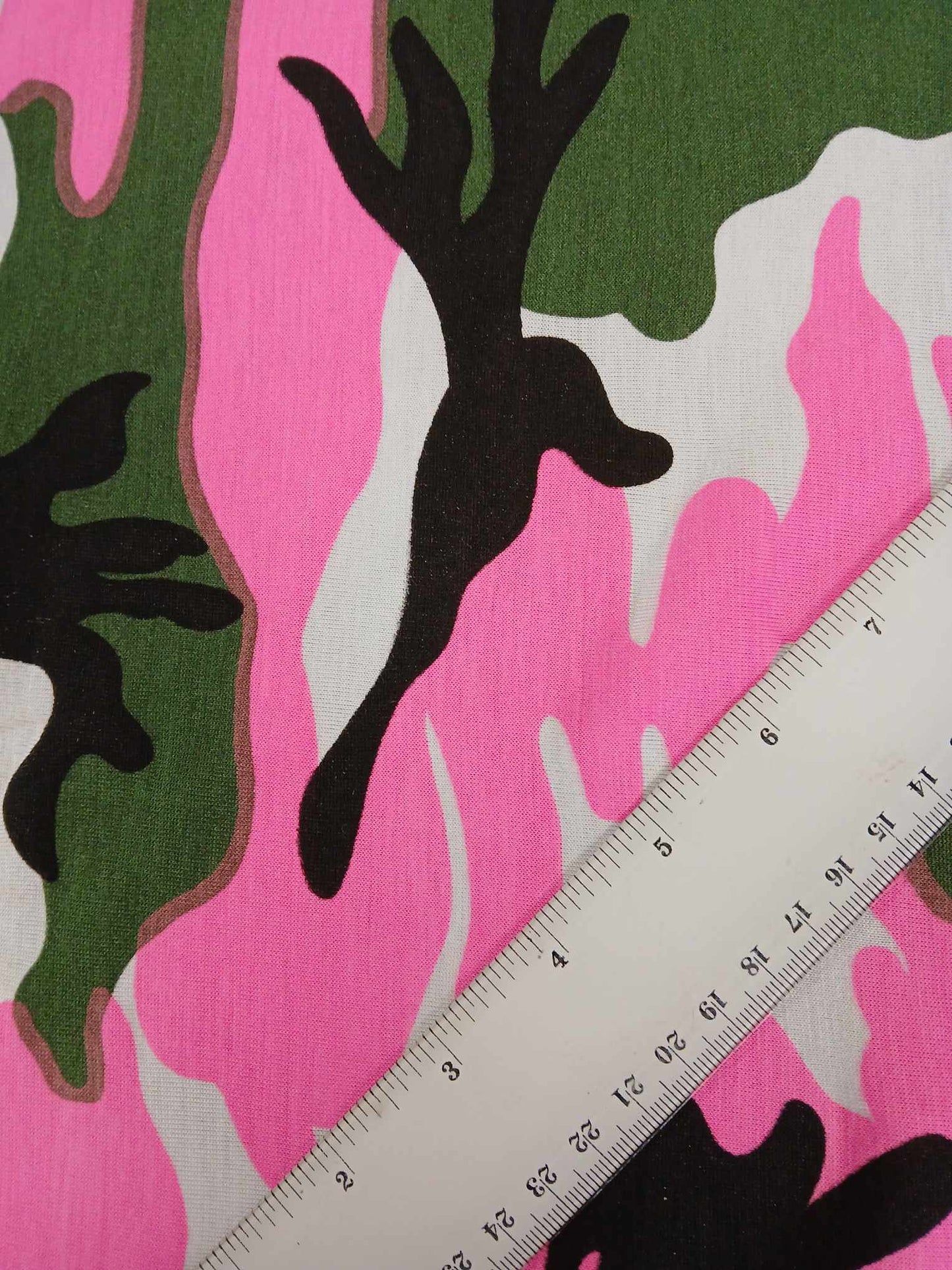 Cotton Jersey Lycra - Camo - Green/Pink/Black/White - 59" Wide - Sold By the Metre