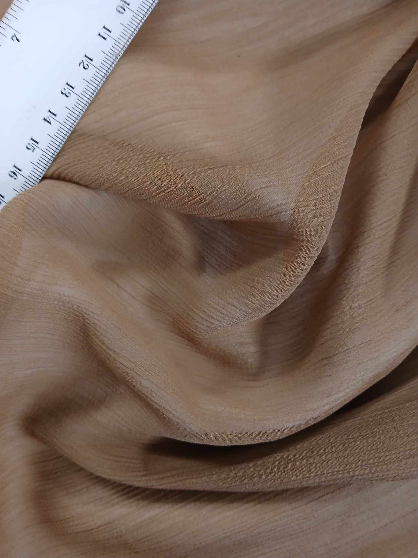 Crinkle Chiffon - Coffee - 56" Wide - Sold By the Metre