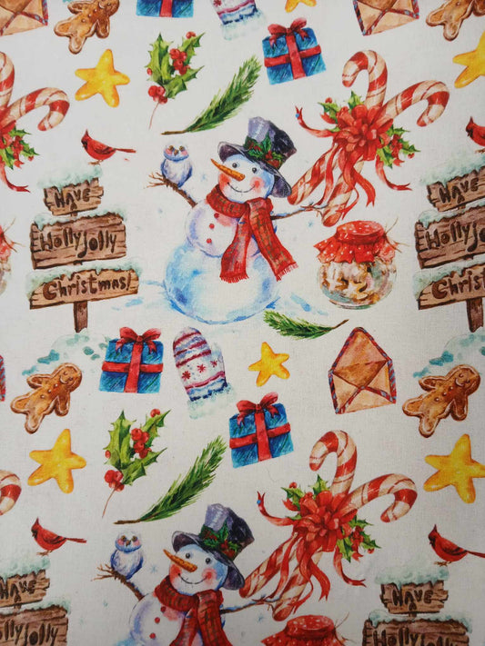 100% Christmas Cotton - Red/Blue/Green/Yellow - 44" Wide - Sold By the Metre