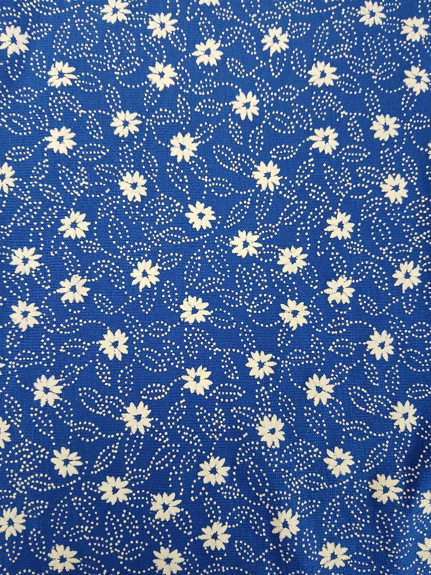 Viscose Lycra 95/5 - Ditsy Floral - Blue/White - 62" Wide - Sold By the Metre