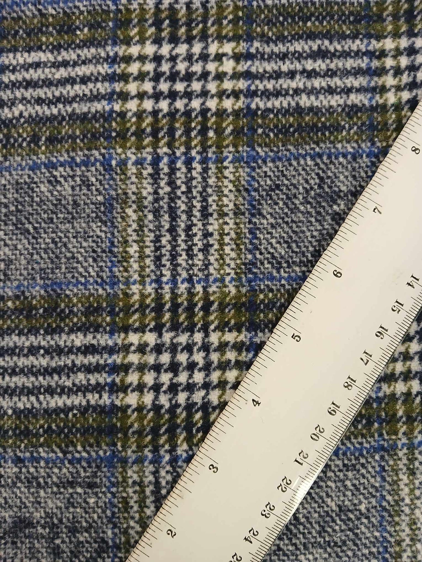 Washable Wool - Check - Blue/Green/White - 58" Wide - Sold By the Metre