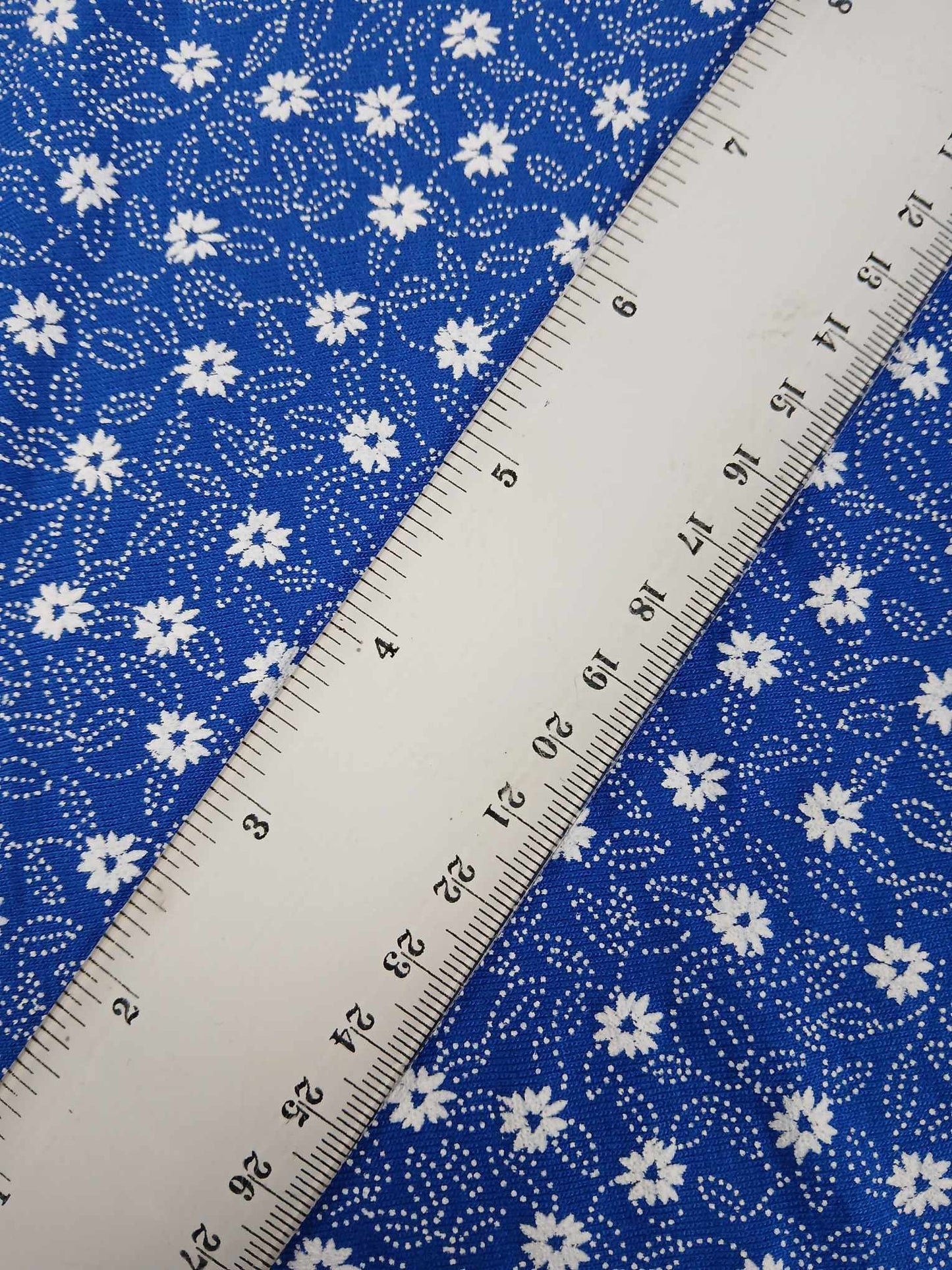 Viscose Lycra 95/5 - Ditsy Floral - Blue/White - 62" Wide - Sold By the Metre