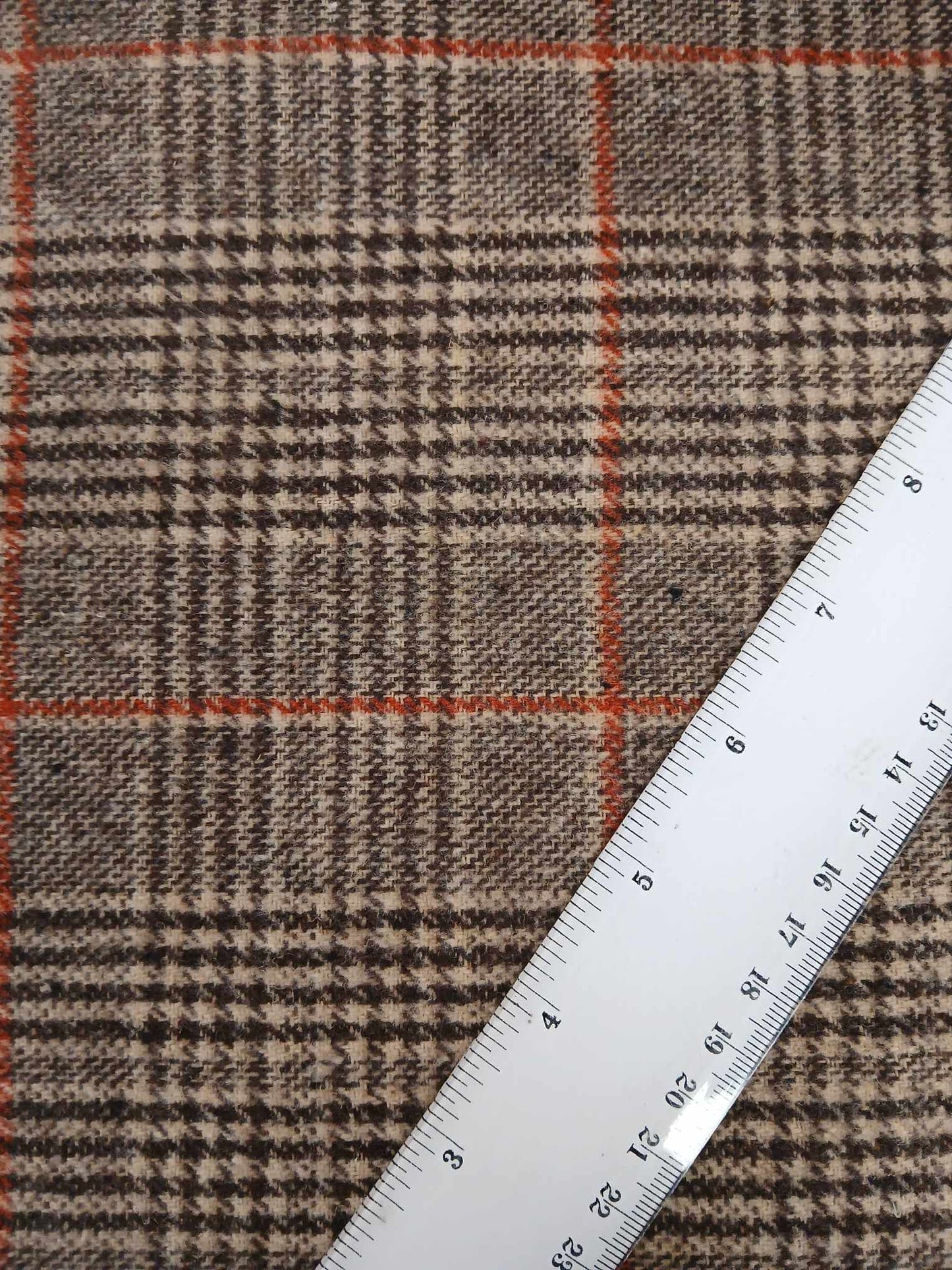 Washable Wool - Check - Brown/Orange/Cream - 59" Wide - Sold By the Metre