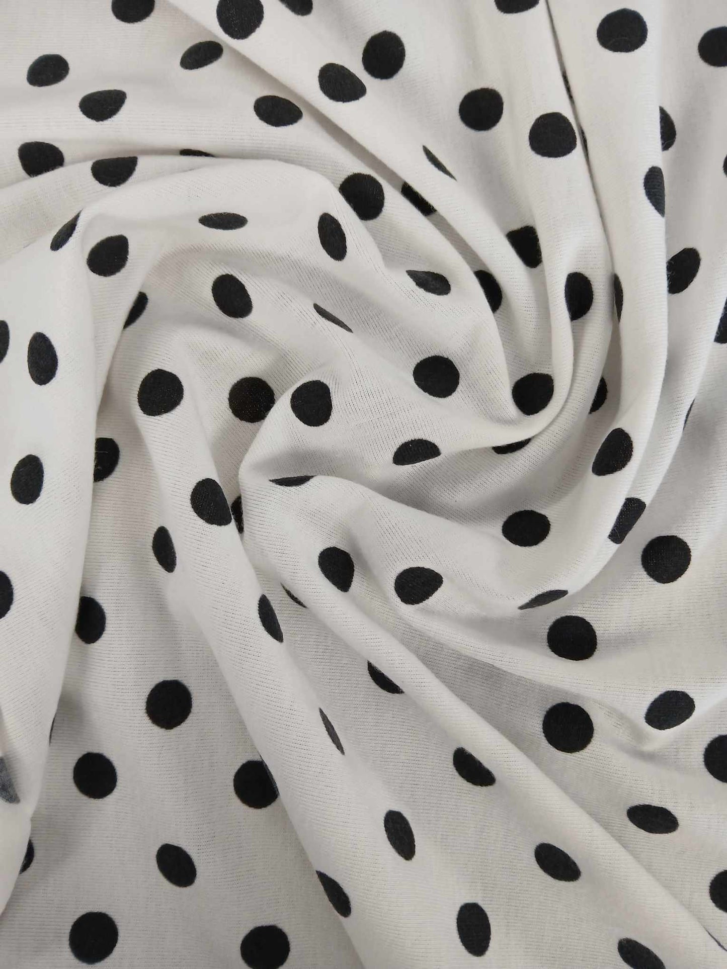 Poly Lycra Jersey - Spot - White/Black - 60" Wide - Sold By the Metre