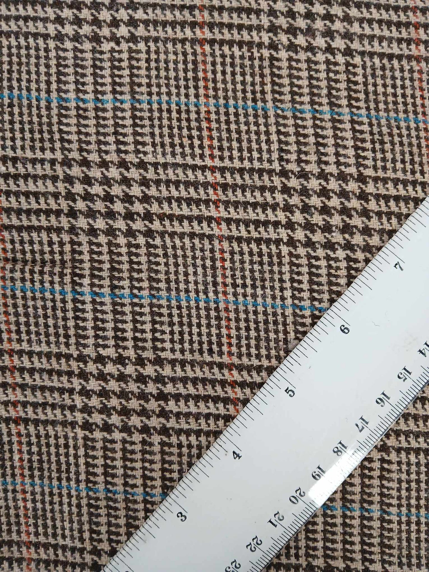 Washable Wool - Check - Brown/Blue/Orange/Cream - 60" Wide - Sold By the Metre