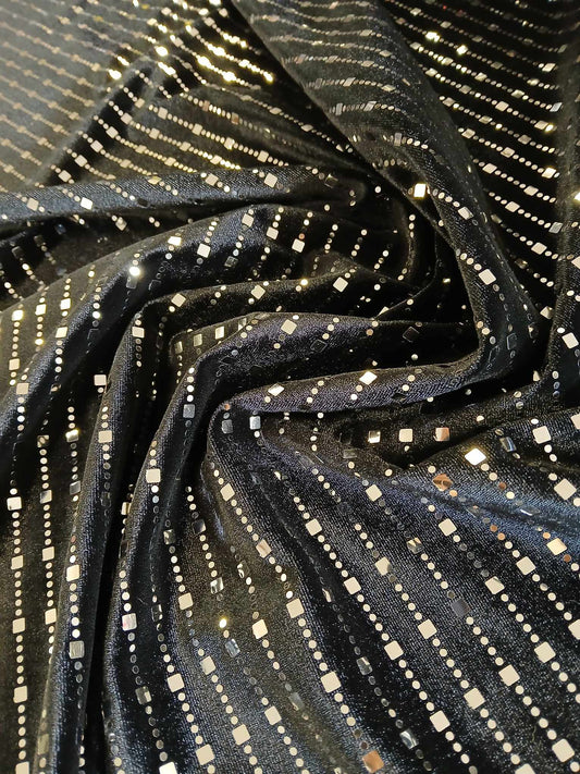 Spandex Lycra - Black/Silver - 58" Wide - Sold By the Metre