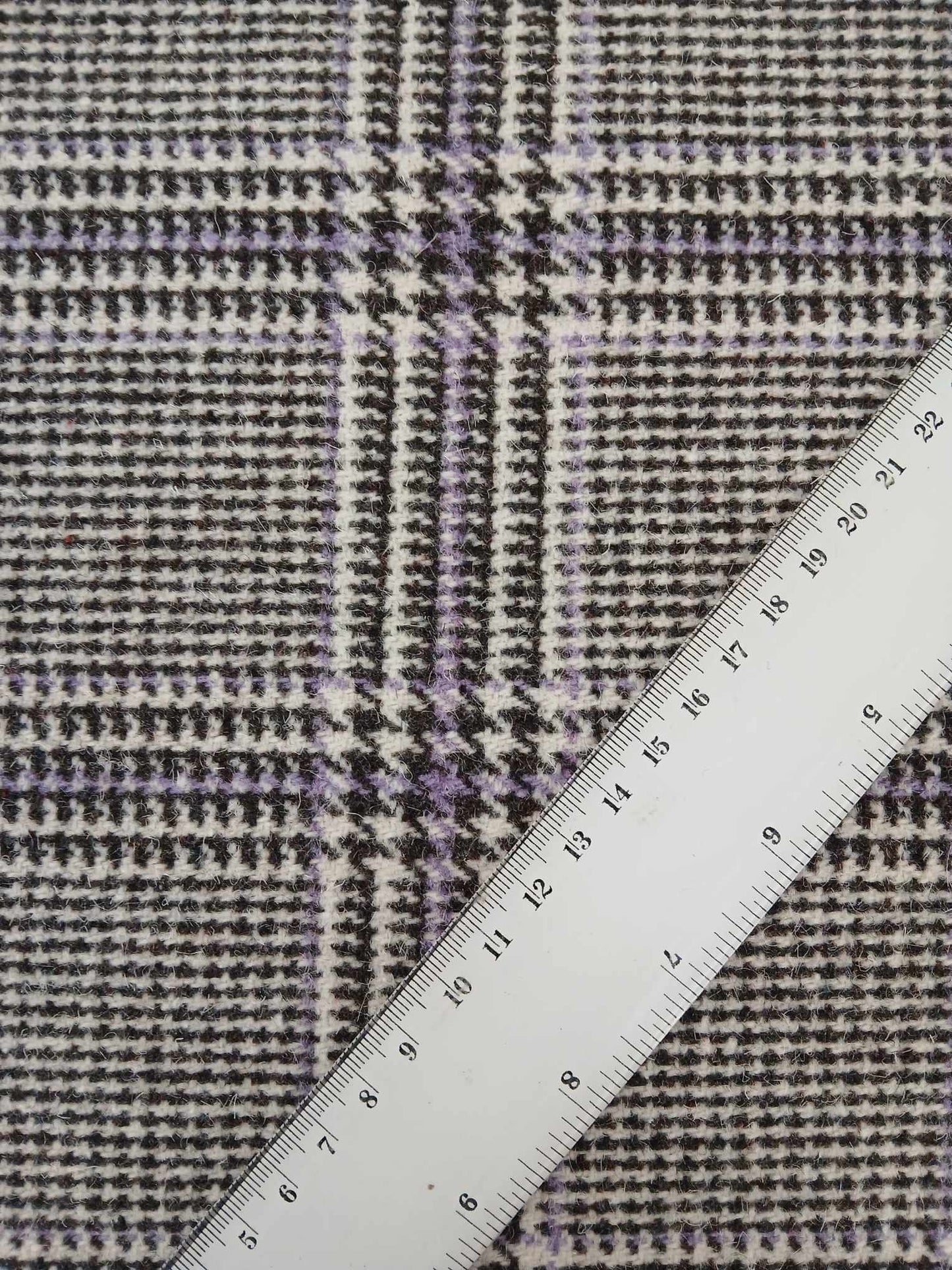 Washable Wool - Check - Black/White/Lilac - 59" Wide - Sold By the Metre