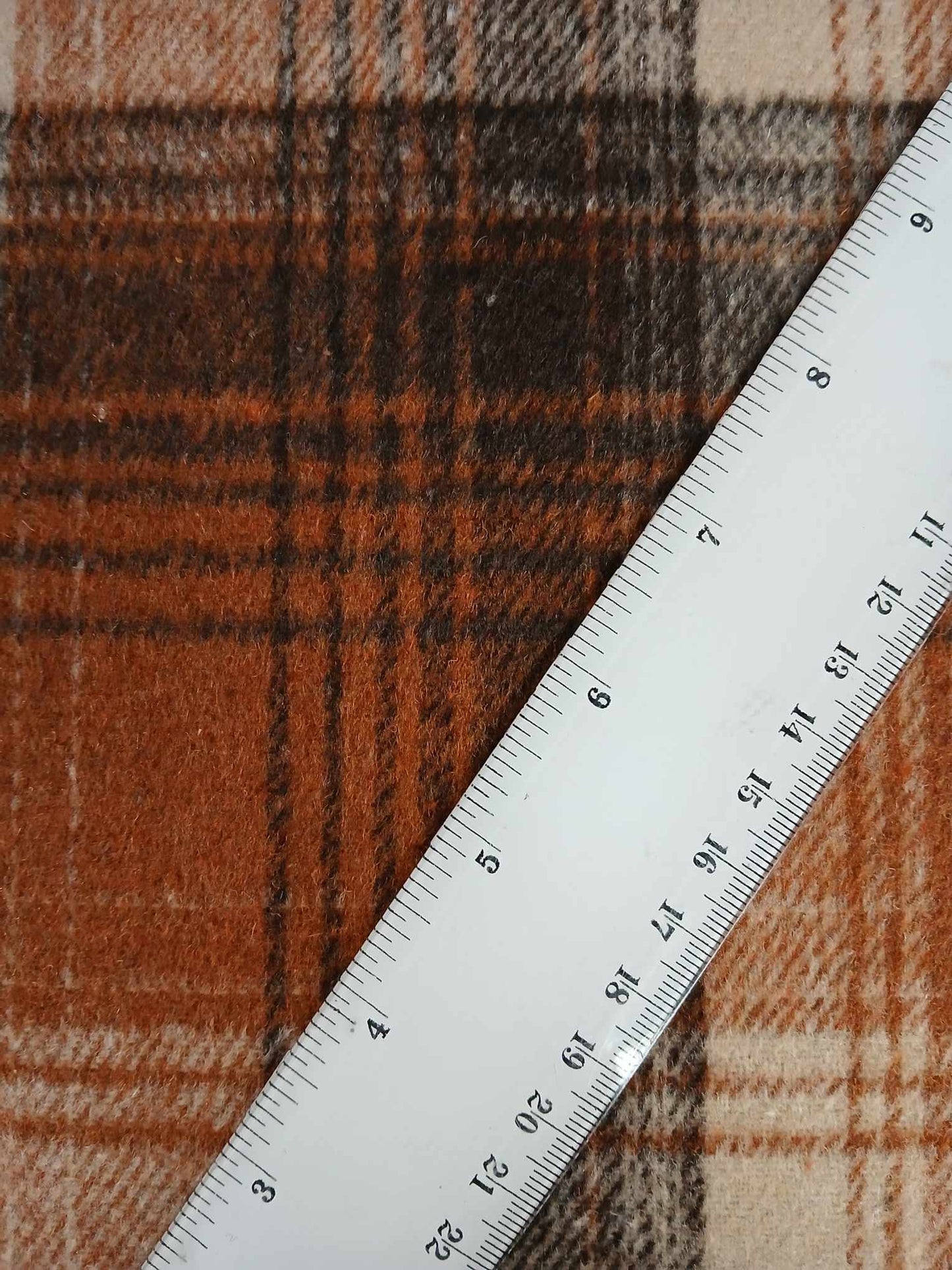 Washable Wool - Check - Rust/Beige - 60" Wide - Sold By the Metre