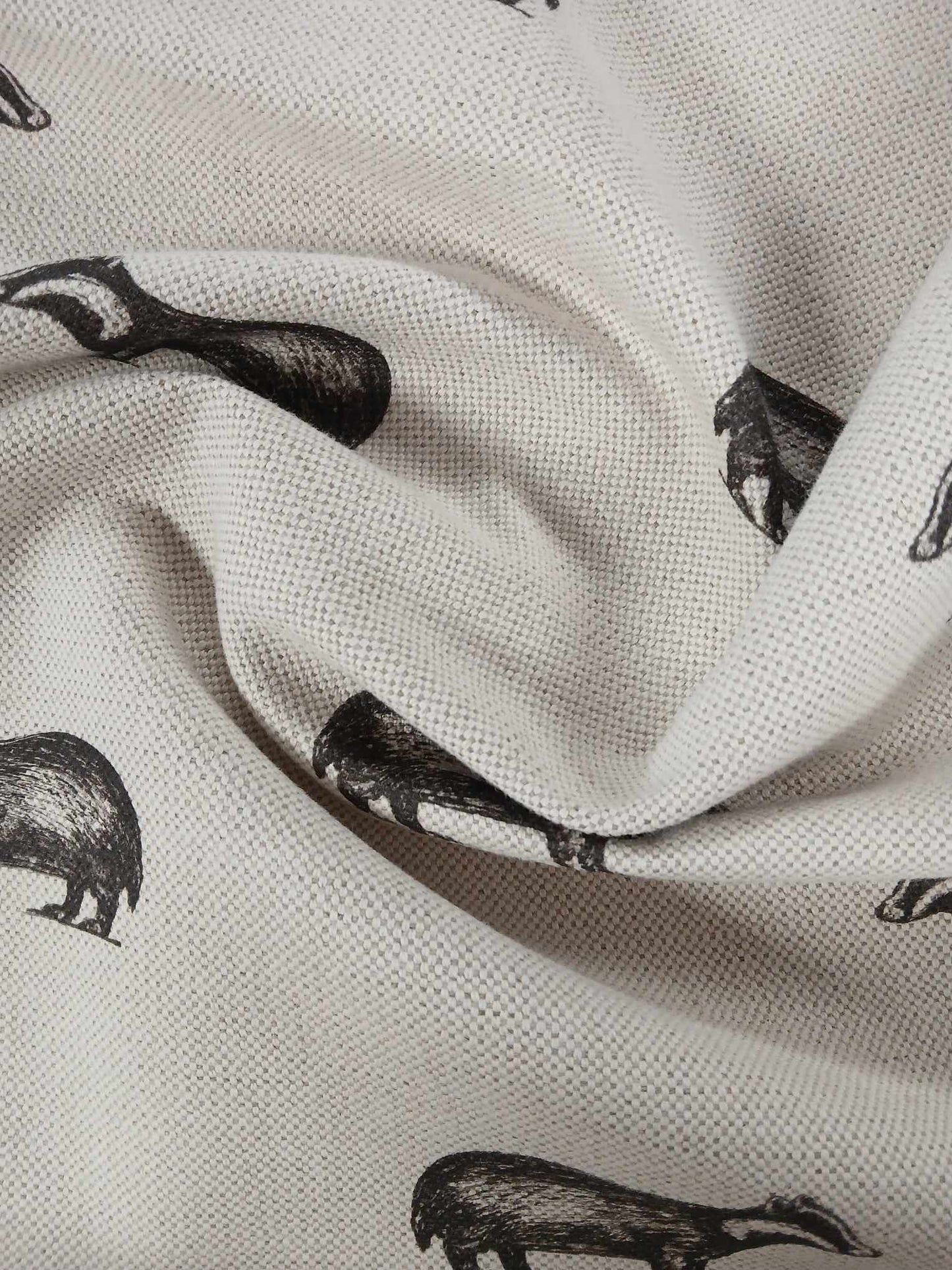 Cotton Linen Heavy - Badgers - Black/Cream - 56" Wide - Sold By the Metre