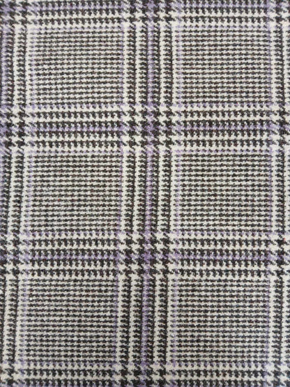 Washable Wool - Check - Black/White/Lilac - 59" Wide - Sold By the Metre