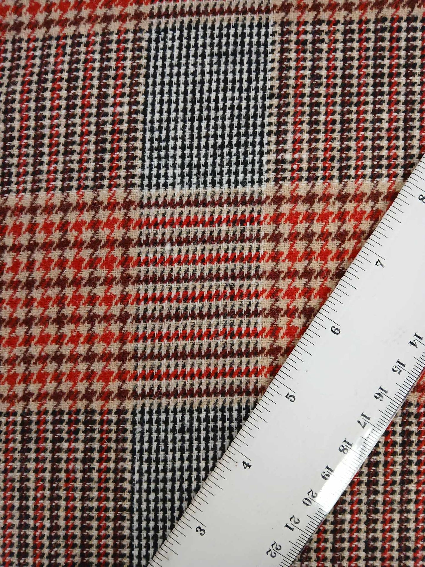 Washable Wool - Check - Red/Black/Brown - 59" Wide - Sold By the Metre