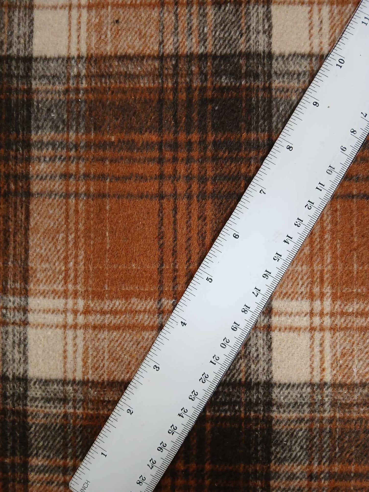 Washable Wool - Check - Rust/Beige - 60" Wide - Sold By the Metre