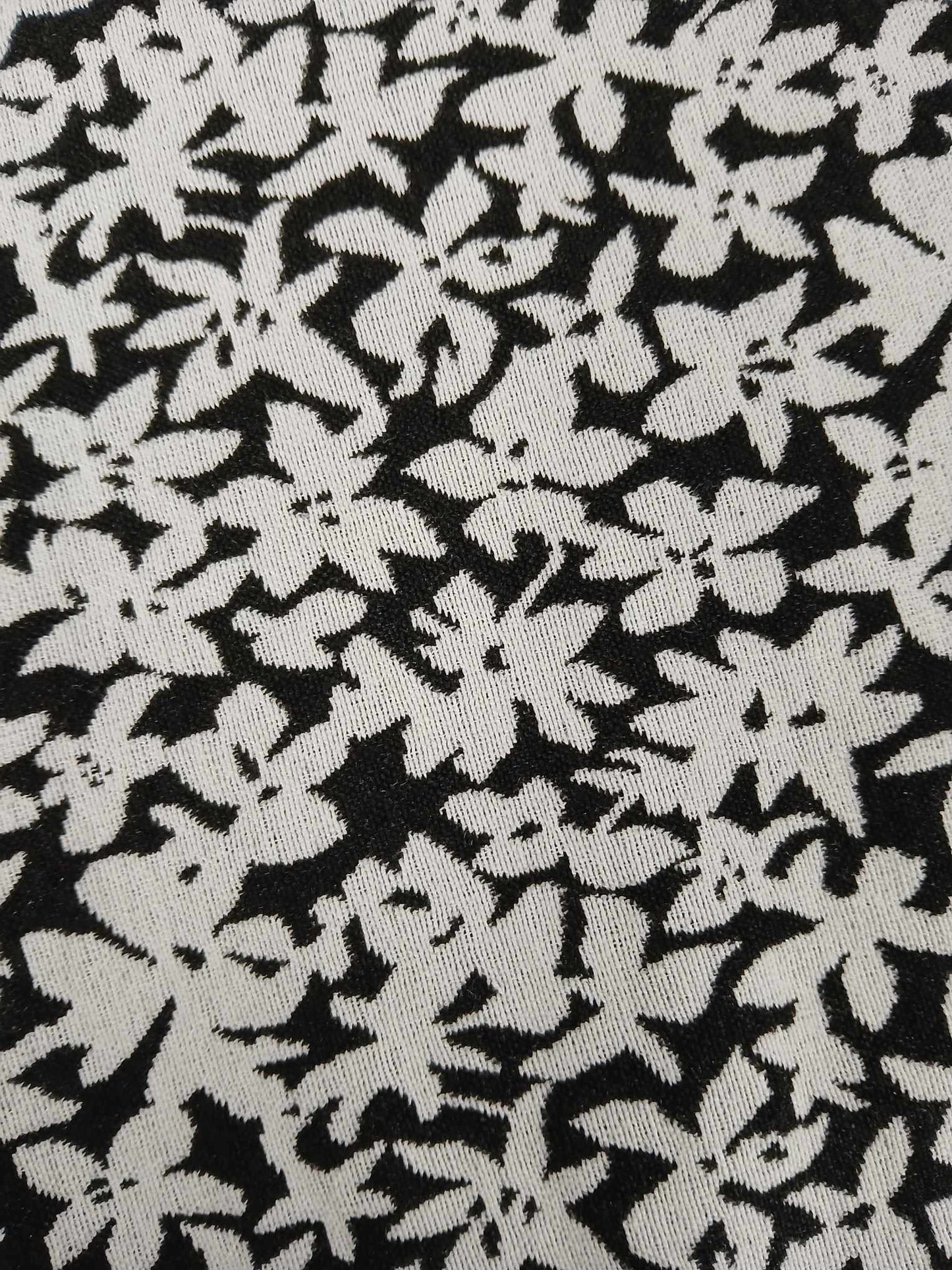 Poly Lycra Jacquard - Black/White - 58" Wide - Sold By the Metre