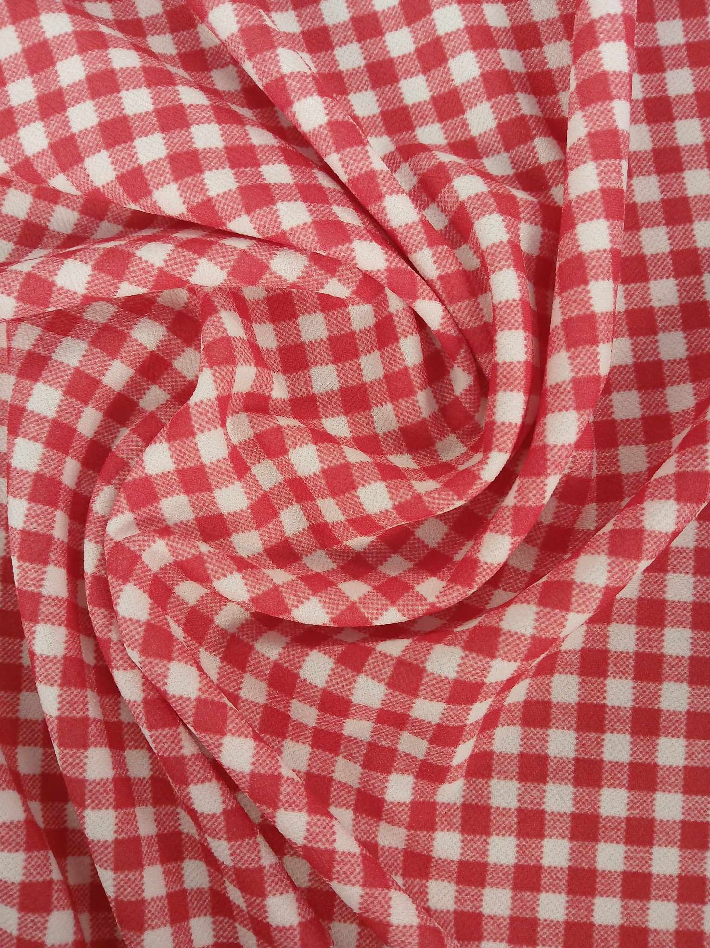 Scuba Crepe - Gingham - Red/White - 61" Wide - Sold By the Metre