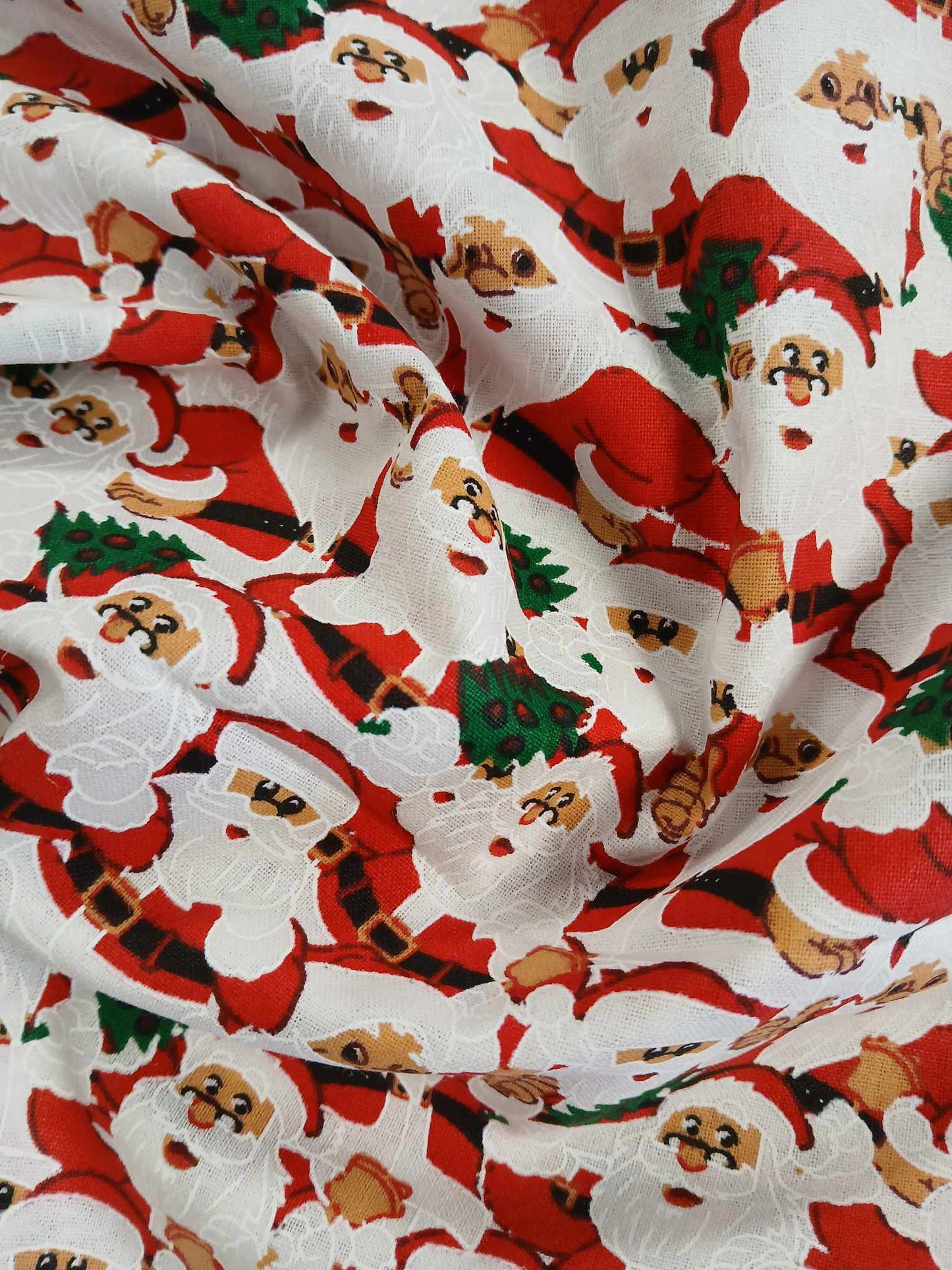 100% Cotton - Christmas Santa - Red/White/Green - 44" Wide - Sold By the Metre