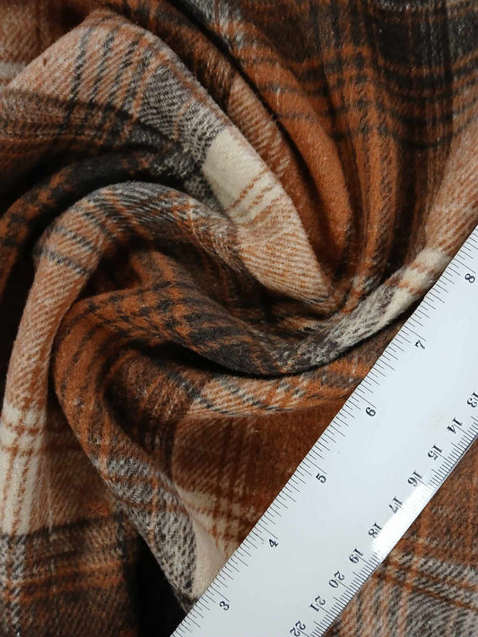 Washable Wool - Check - Rust/Beige - 60" Wide - Sold By the Metre