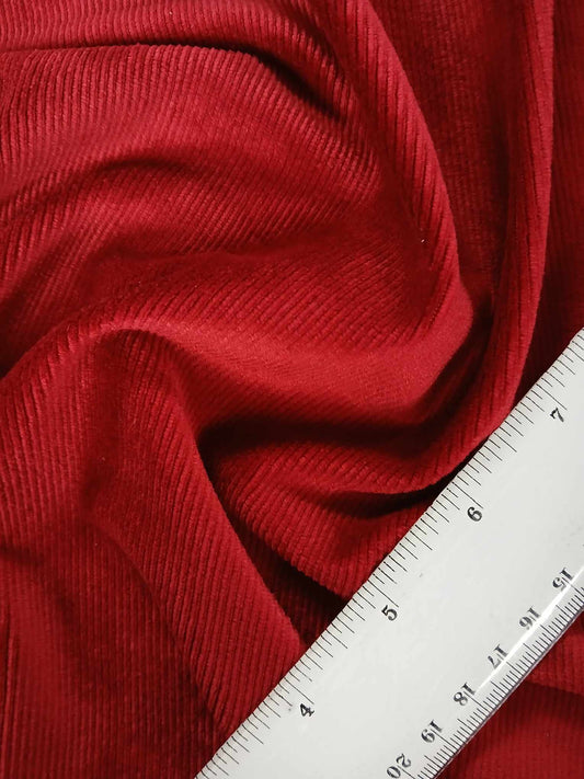 Corded Velvet - Deep Red - 63" Wide - Sold By the Metre