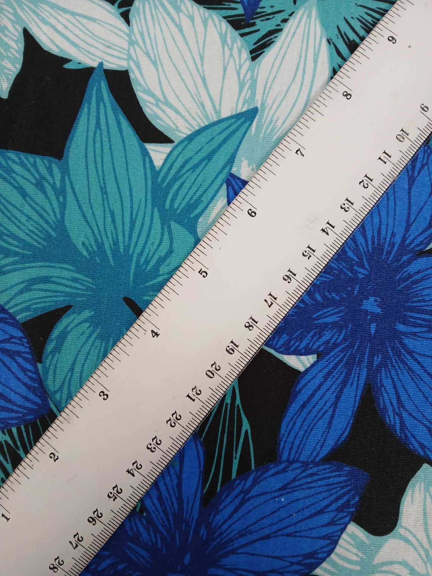 Spun Poly Lycra - Blue/Turquoise/Black - 59" Wide - Sold By the Metre