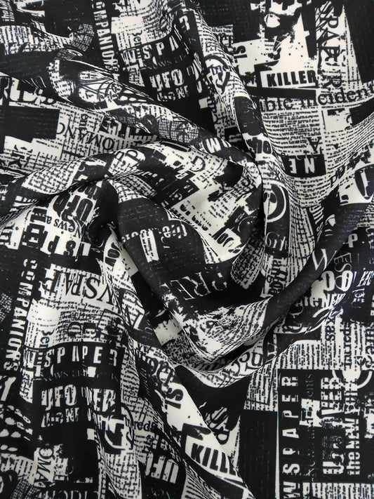 Scuba Crepe - Black/White - 59" Wide - Sold By the Metre