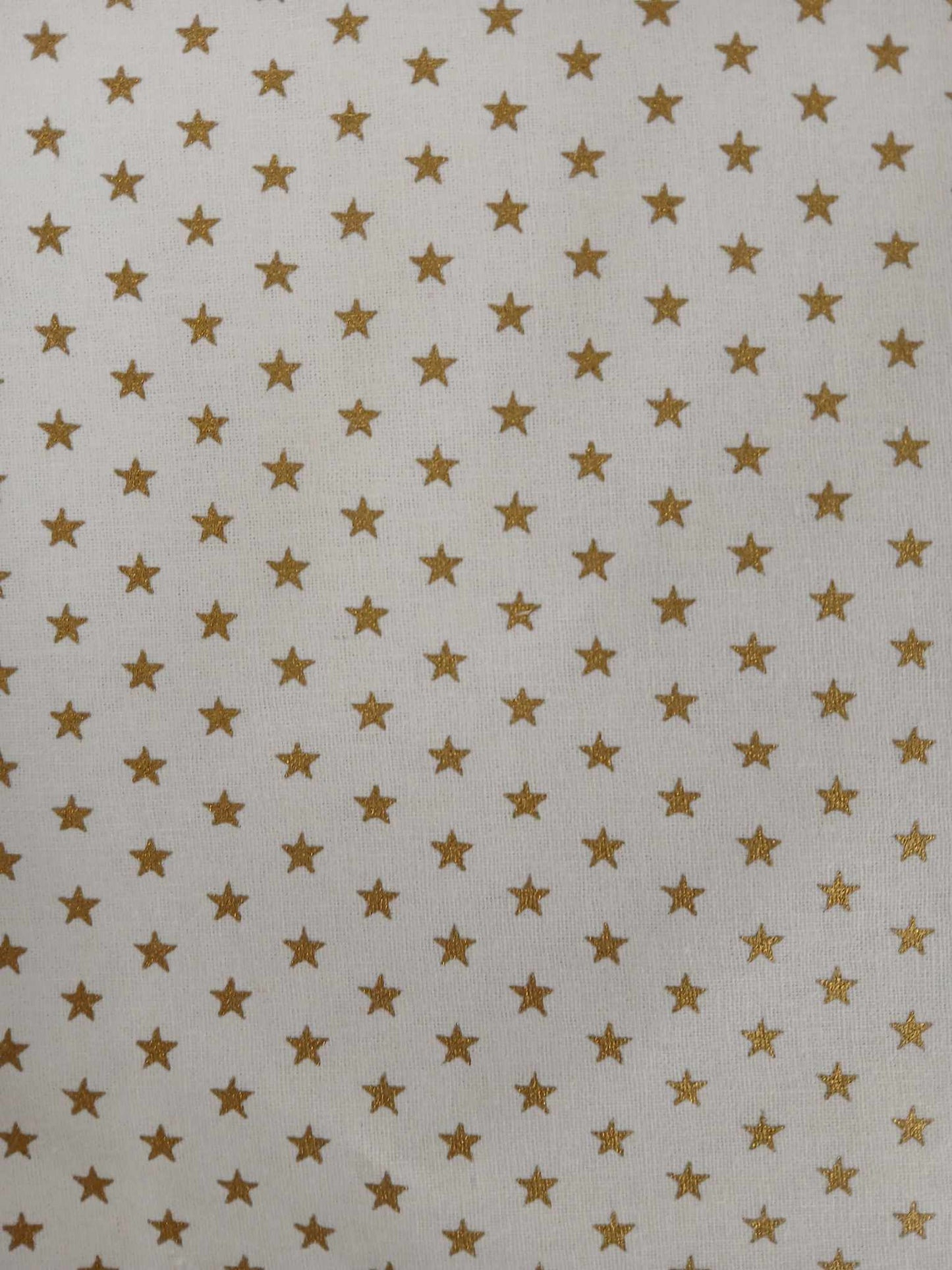 100% Cotton - Christmas Stars - White/Gold - 44" Wide - Sold By the Metre