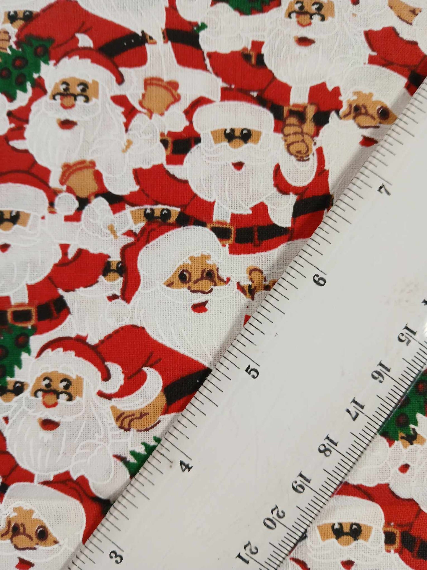 100% Cotton - Christmas Santa - Red/White/Green - 44" Wide - Sold By the Metre