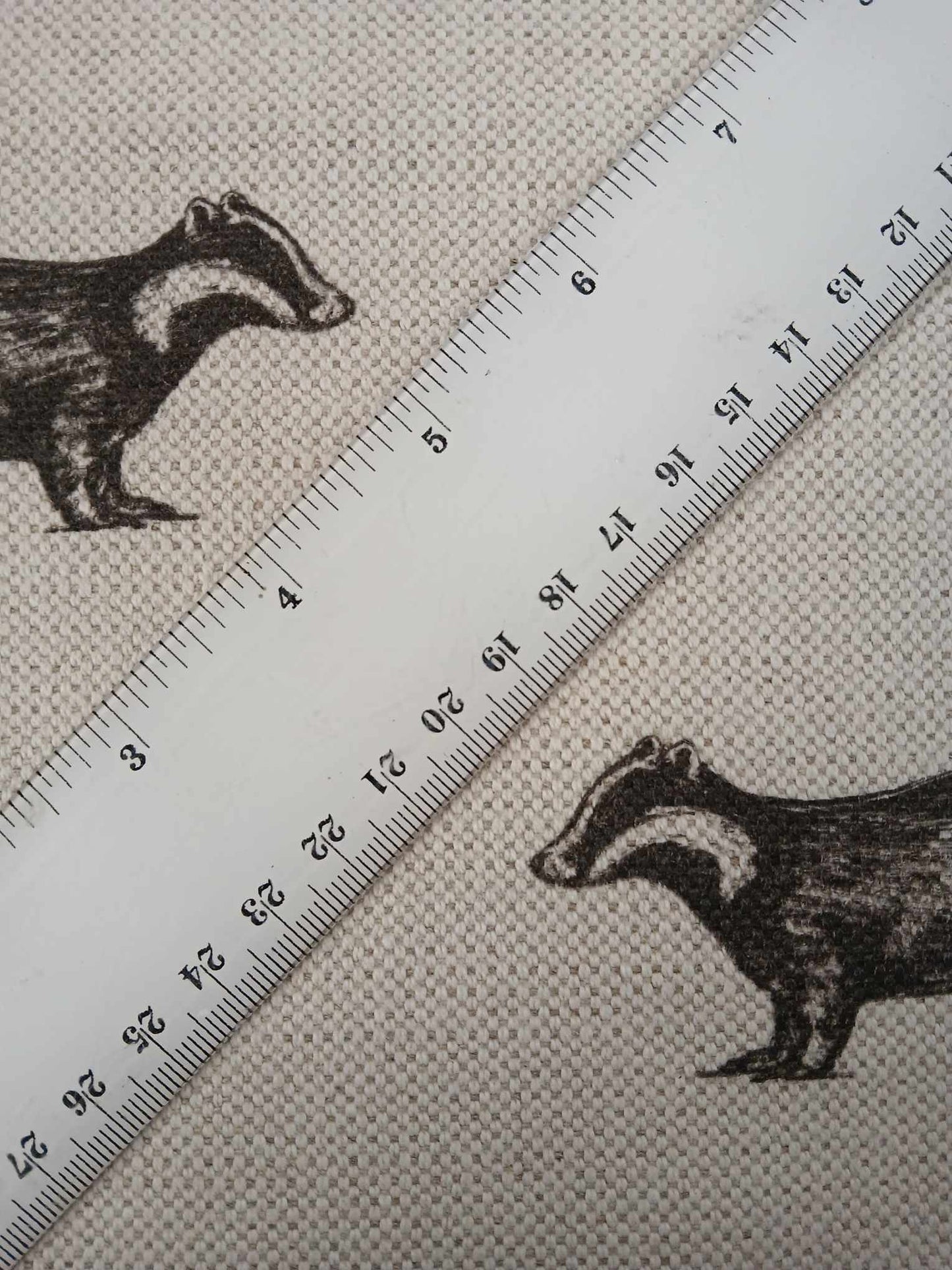 Cotton Linen Heavy - Badgers - Black/Cream - 56" Wide - Sold By the Metre