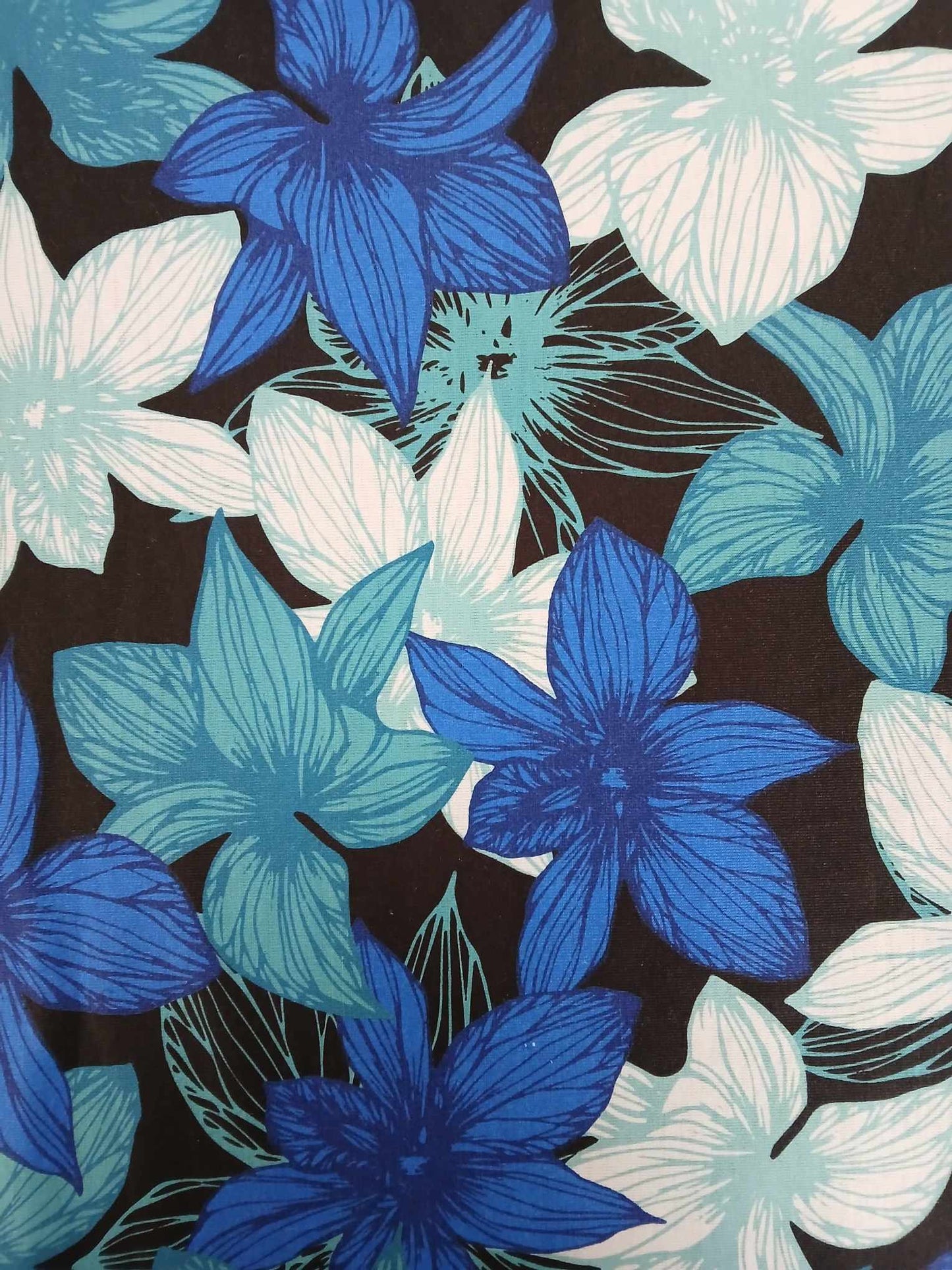 Spun Poly Lycra - Blue/Turquoise/Black - 59" Wide - Sold By the Metre