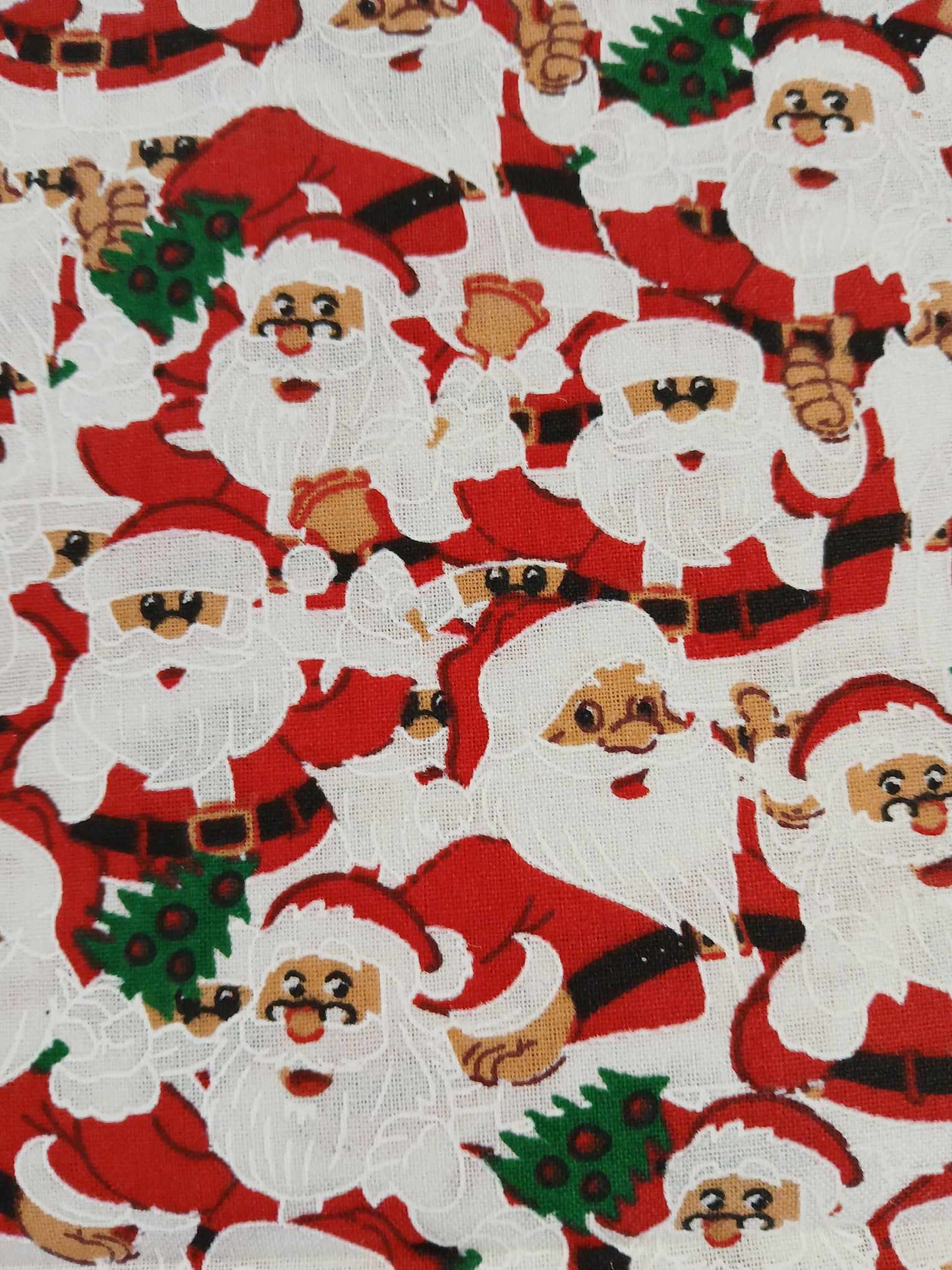 100% Cotton - Christmas Santa - Red/White/Green - 44" Wide - Sold By the Metre