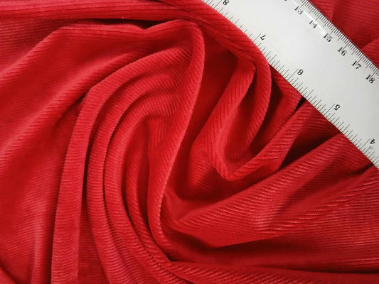 Corded Velvet - Red - 63" Wide - Sold By the Metre