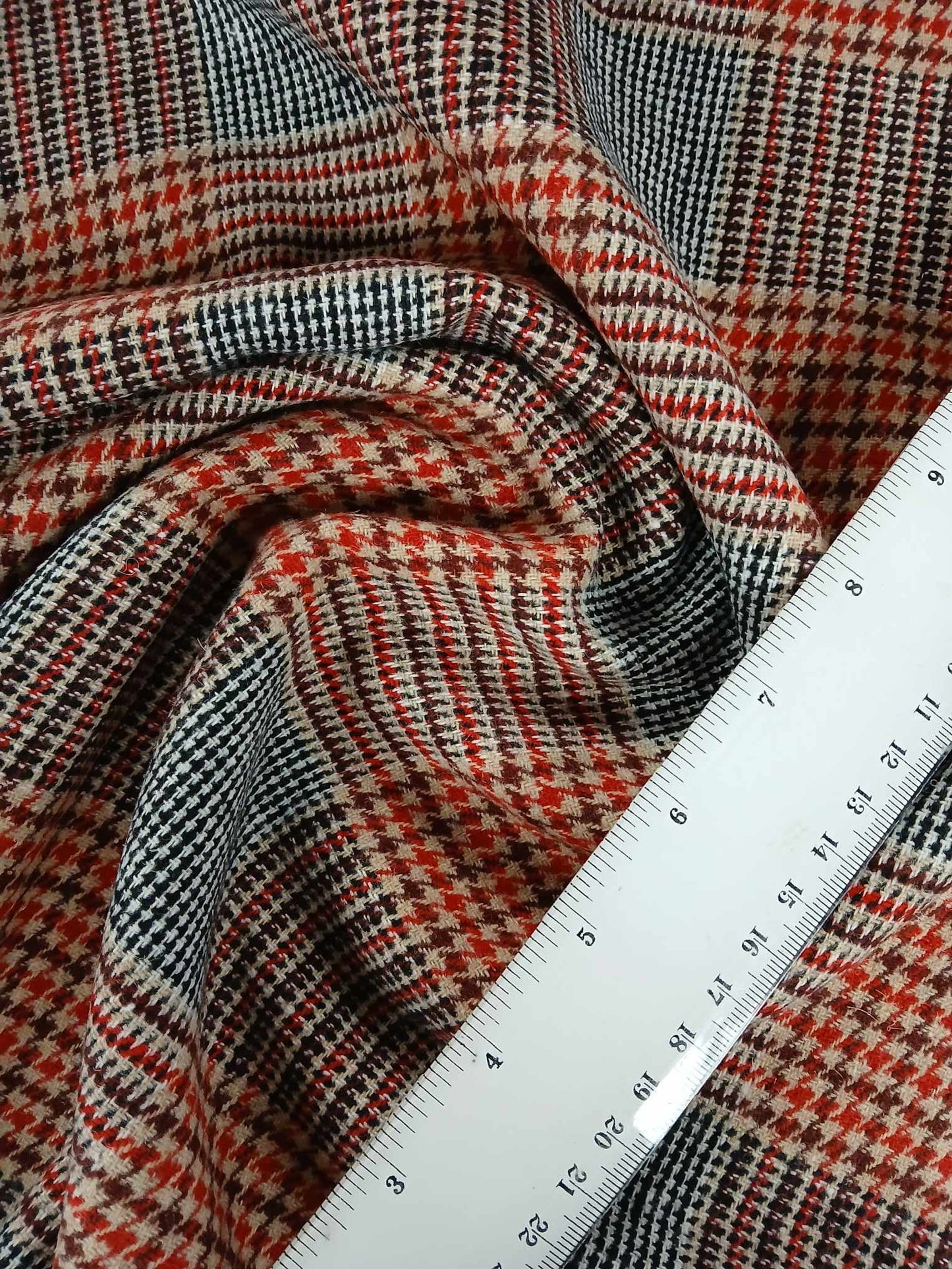 Washable Wool - Check - Red/Black/Brown - 59" Wide - Sold By the Metre