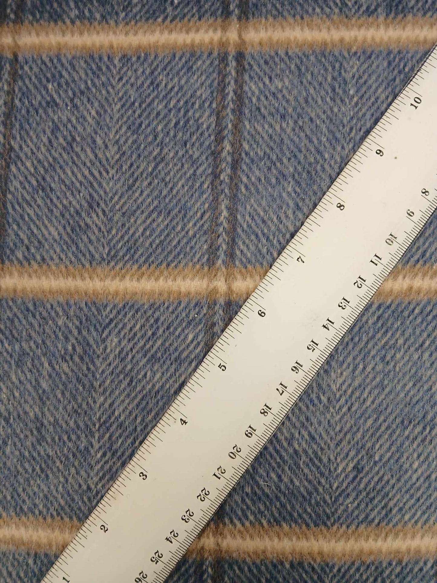 Washable Wool - Check - Blue/Cream/Beige/Grey - 60" Wide - Sold By the Metre