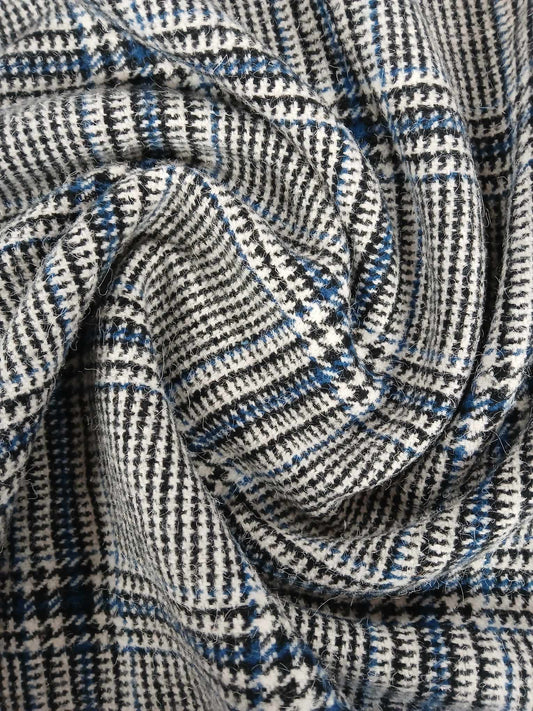 Washable Wool - Blue/Black/Grey/White - 60" Wide - Sold By the Metre