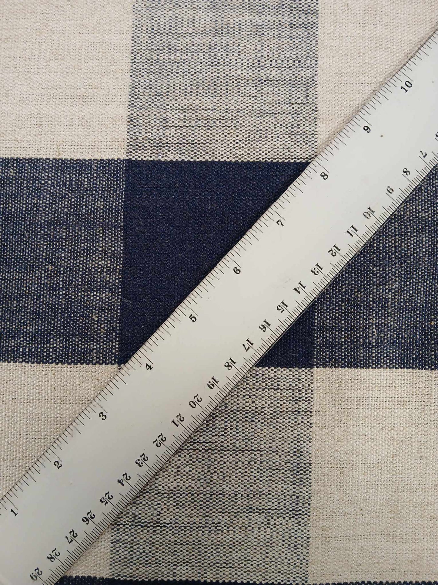 Viscose Linen Heavy - Blue/Cream - 59" Wide - Sold By the Metre