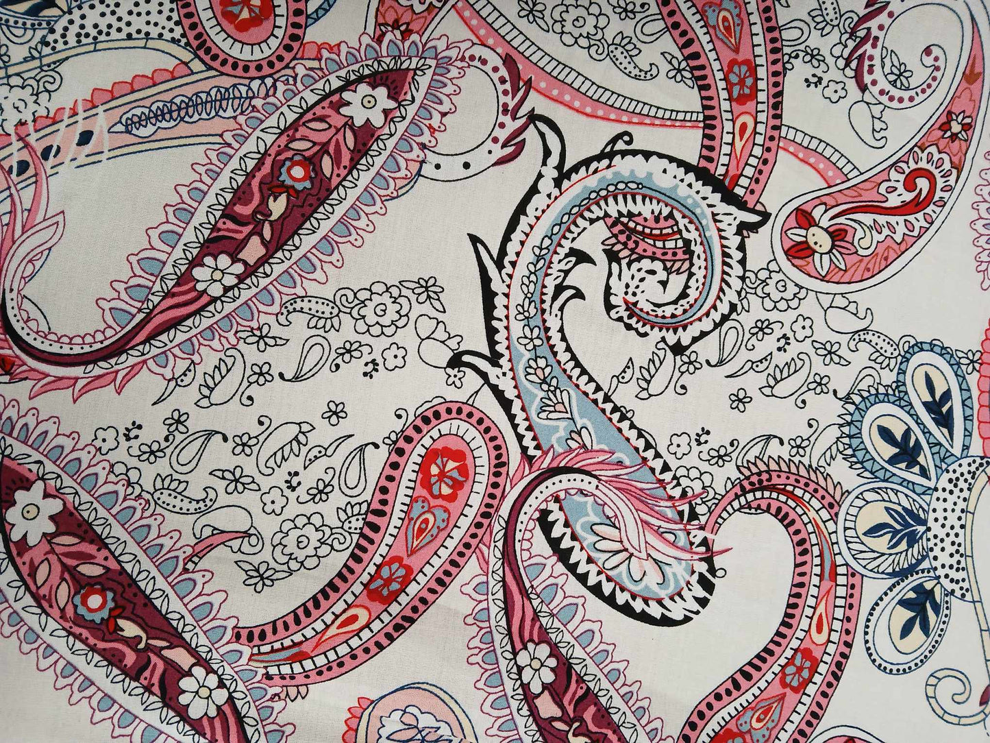 Viscose - Cream/Pink/Burgundy - 57" Wide - Sold By the Metre