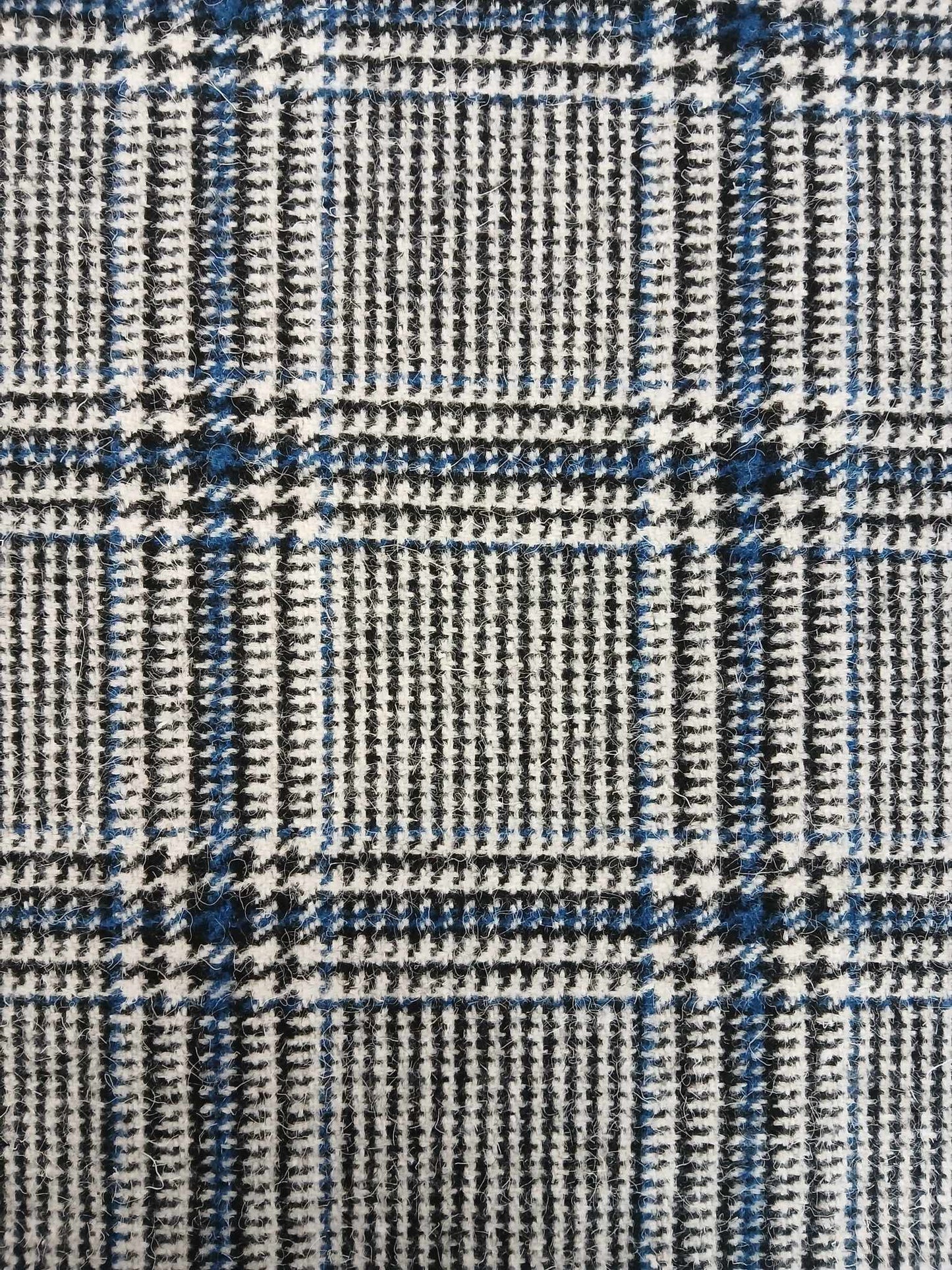 Washable Wool - Blue/Black/Grey/White - 60" Wide - Sold By the Metre