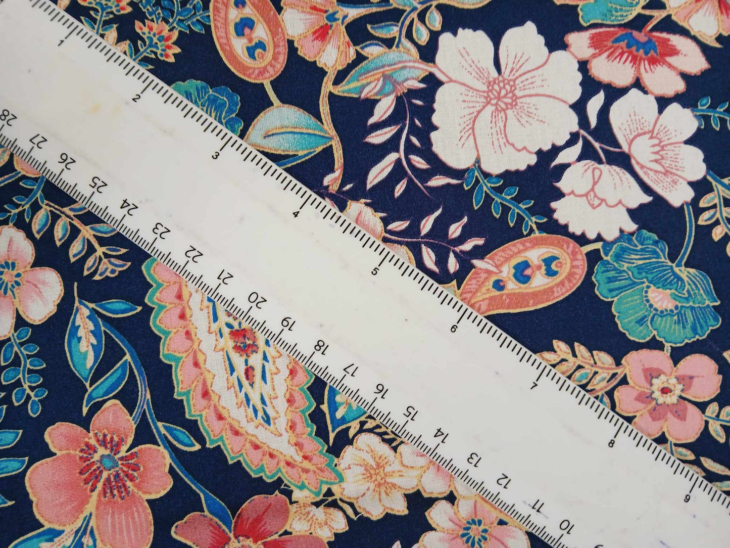 Viscose - Blue/Pink/Gold - 57" Wide - Sold By the Metre