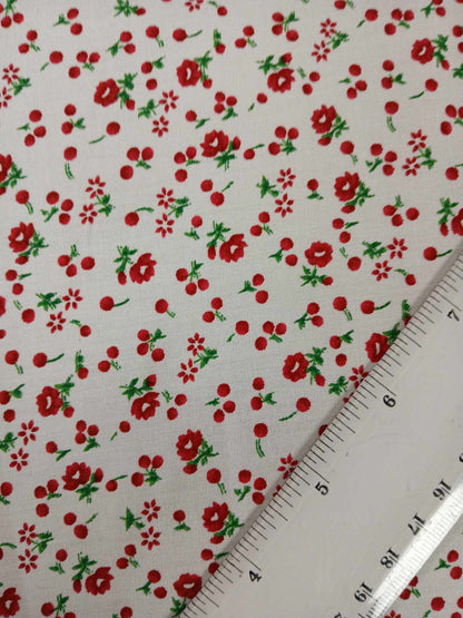 Viscose - White/Red/Green - 57" Wide - Sold By the Metre
