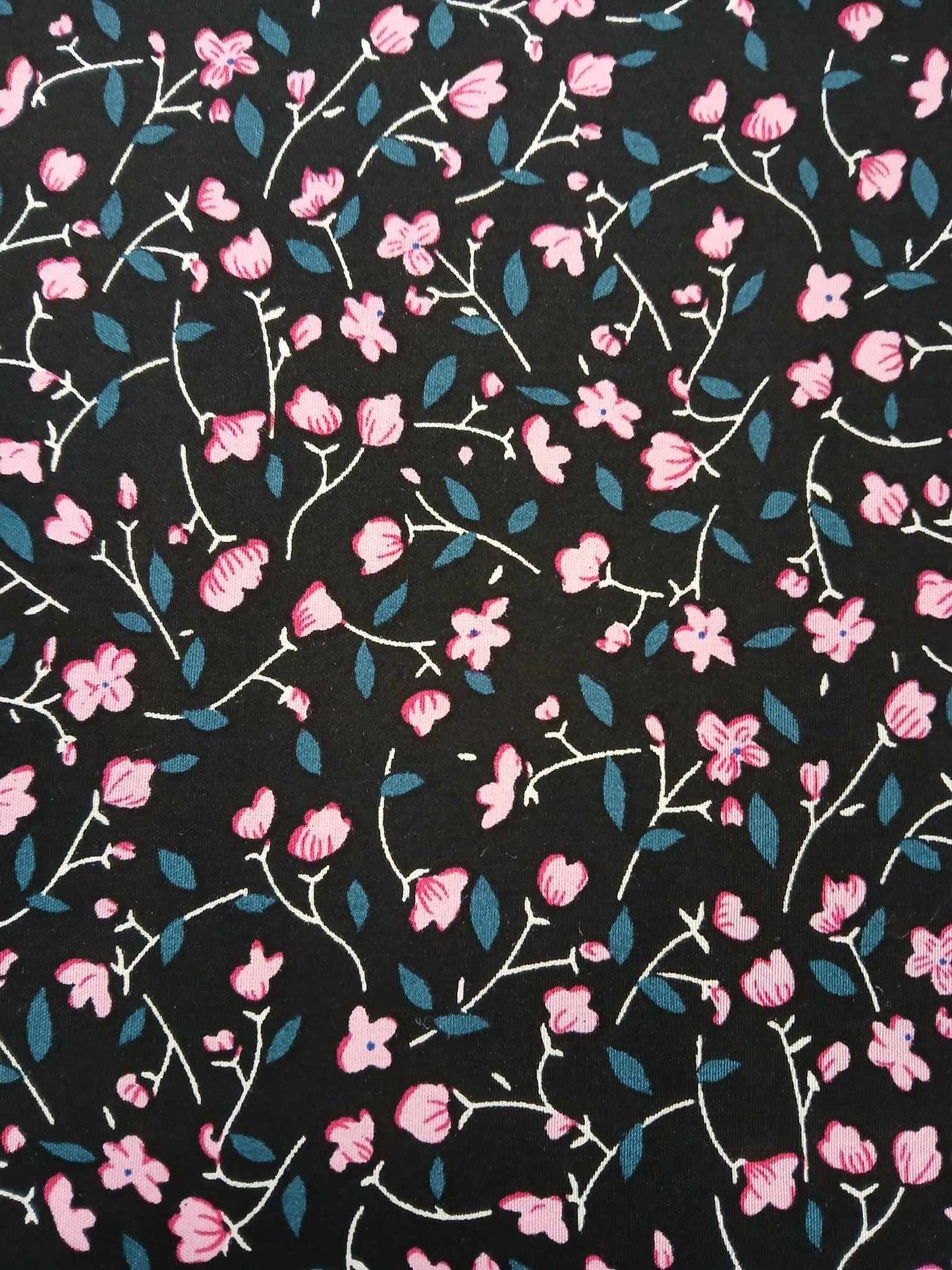 Viscose - Black/Pink/Teal - 57" Wide - Sold By the Metre